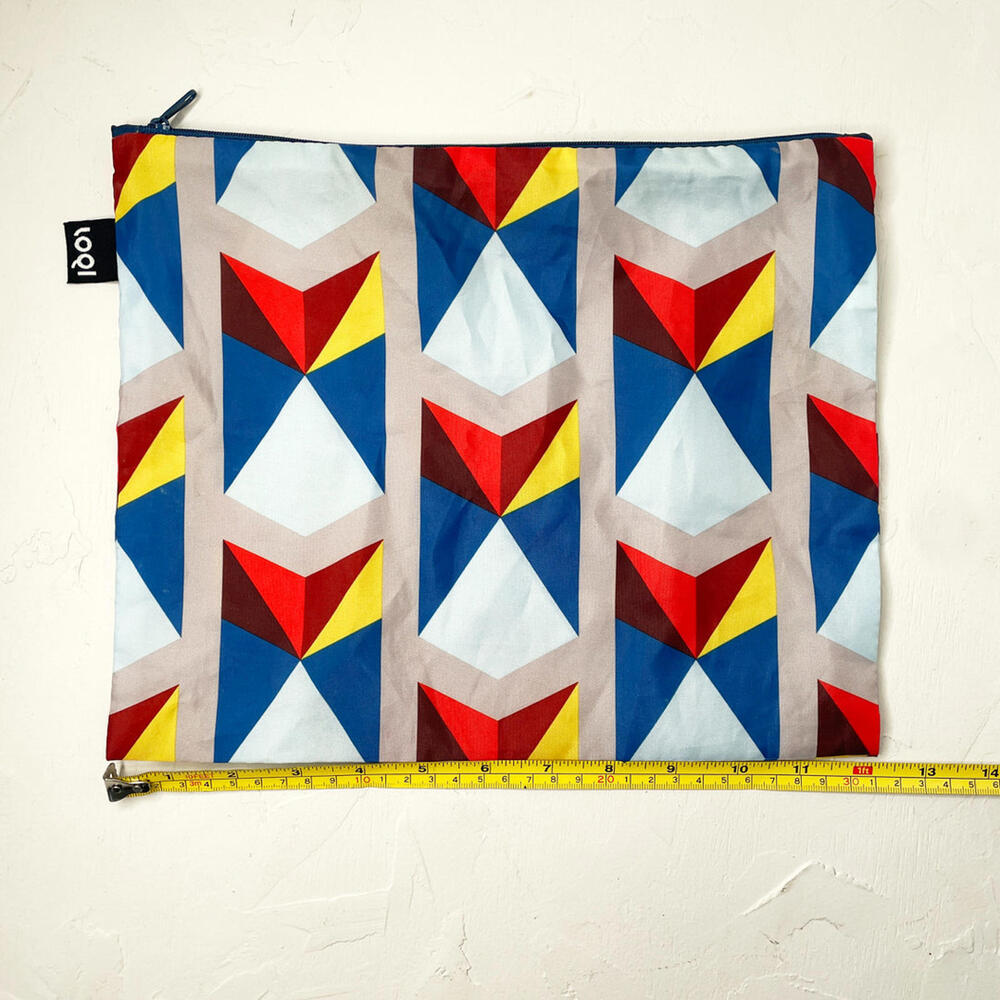 LOQI Set of 3 Colorful Geometric Patterned Pouches - Picture 2 of 7